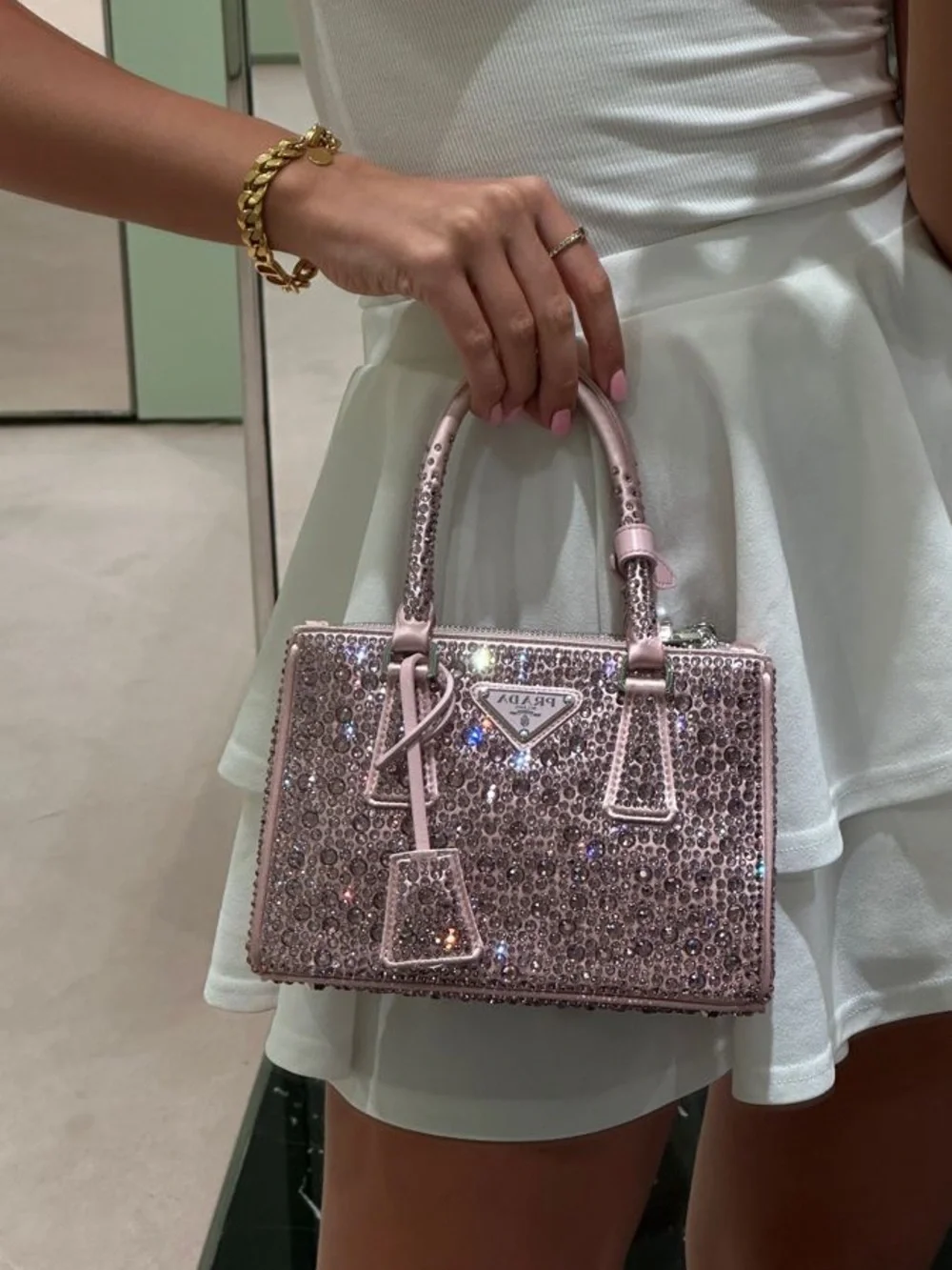 Prada Pink Crystal-Studded Satchel
